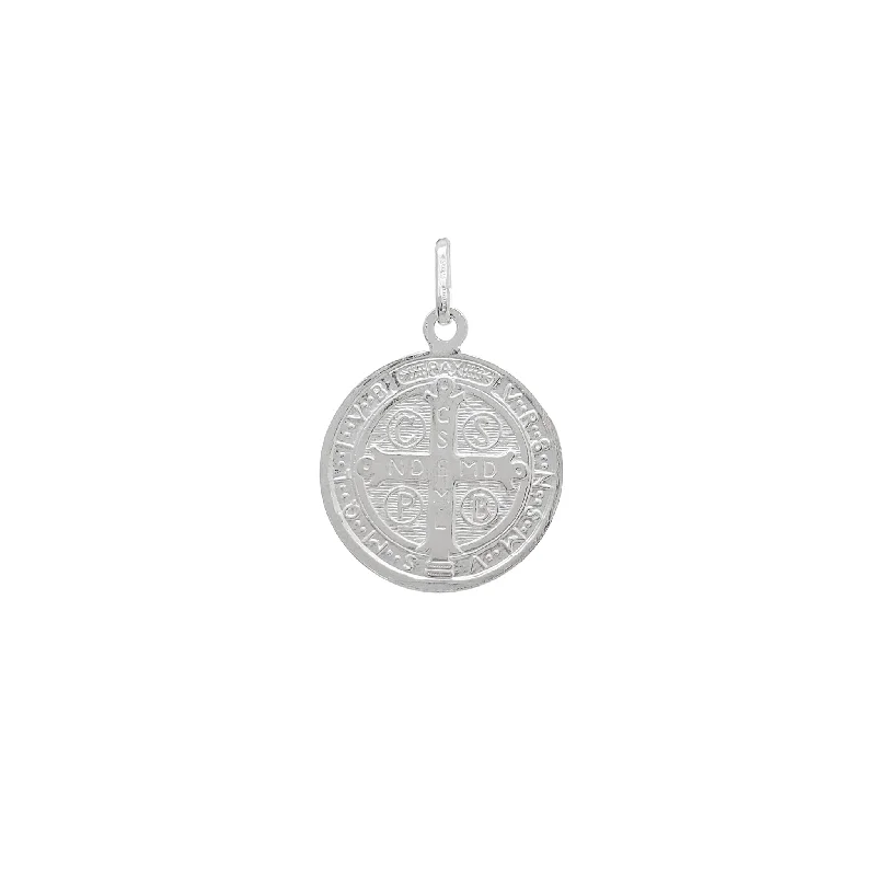 Custom - Engraved Initial Pendant Necklace in Sterling Silver for Mother's Day GiftReversible Saint Benedict Medallion Pendant (Silver)