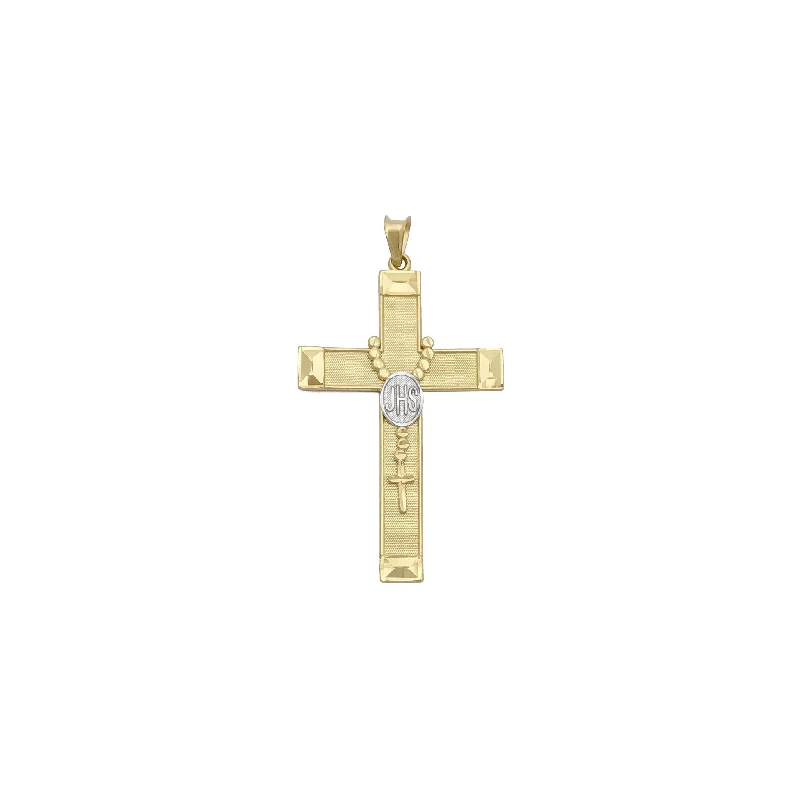 Handmade Leather - Wrapped Crystal Pendant for a Bohemian AestheticRosary over Cross Pendant (14K)