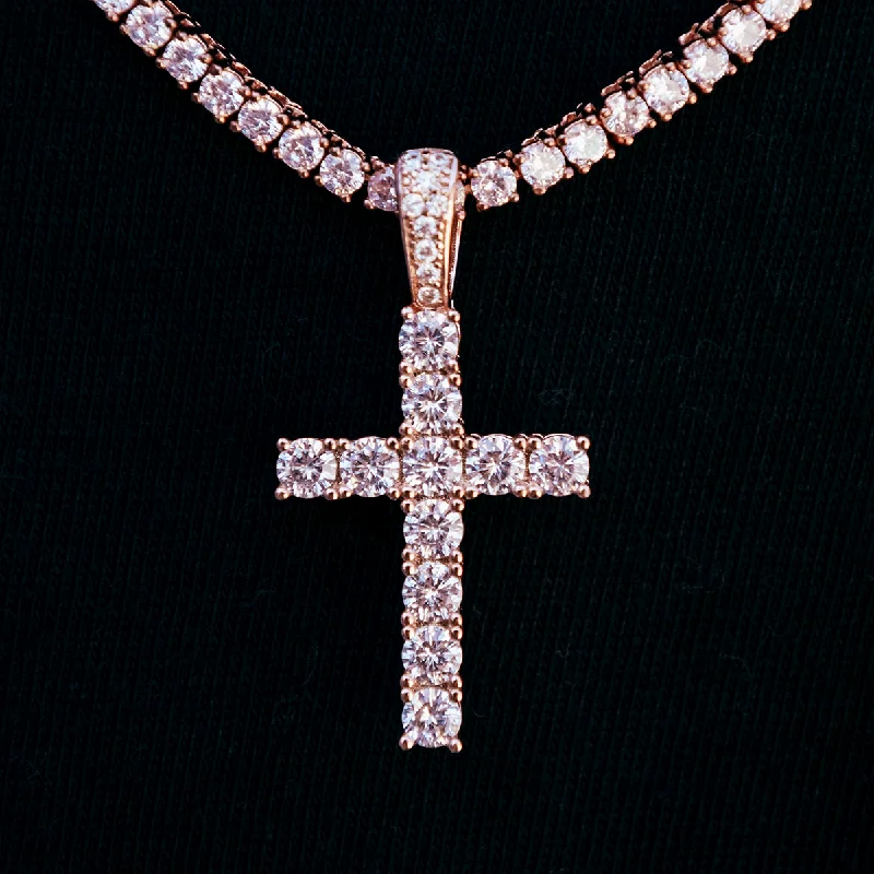 Antique - Inspired Filigree - Worked Cross Pendant Necklace for Religious CeremoniesDiamond Cross in Rose Gold