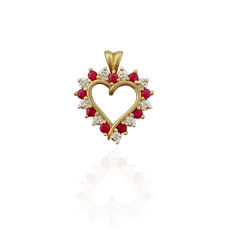 Double - Heart Pendant with Interlocking Design for CouplesRuby & Diamond Heart Pendant (14K)