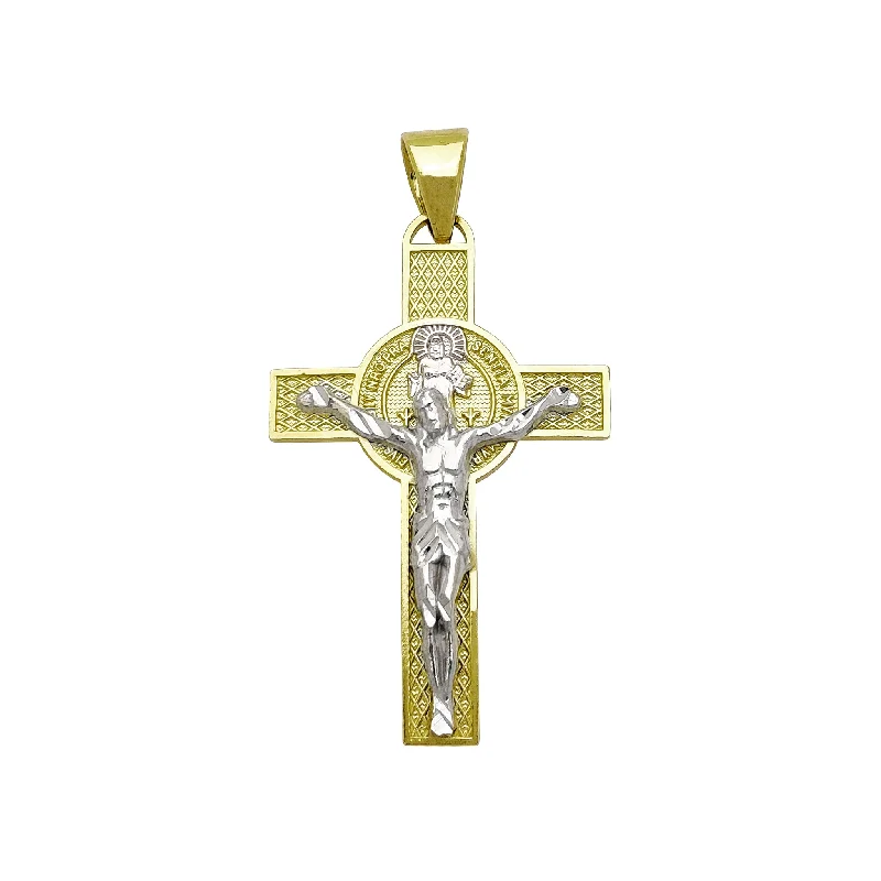 Double - Heart Pendant with Interlocking Design for CouplesSaint Benedict Jesus Crucifix Pendant (14K)