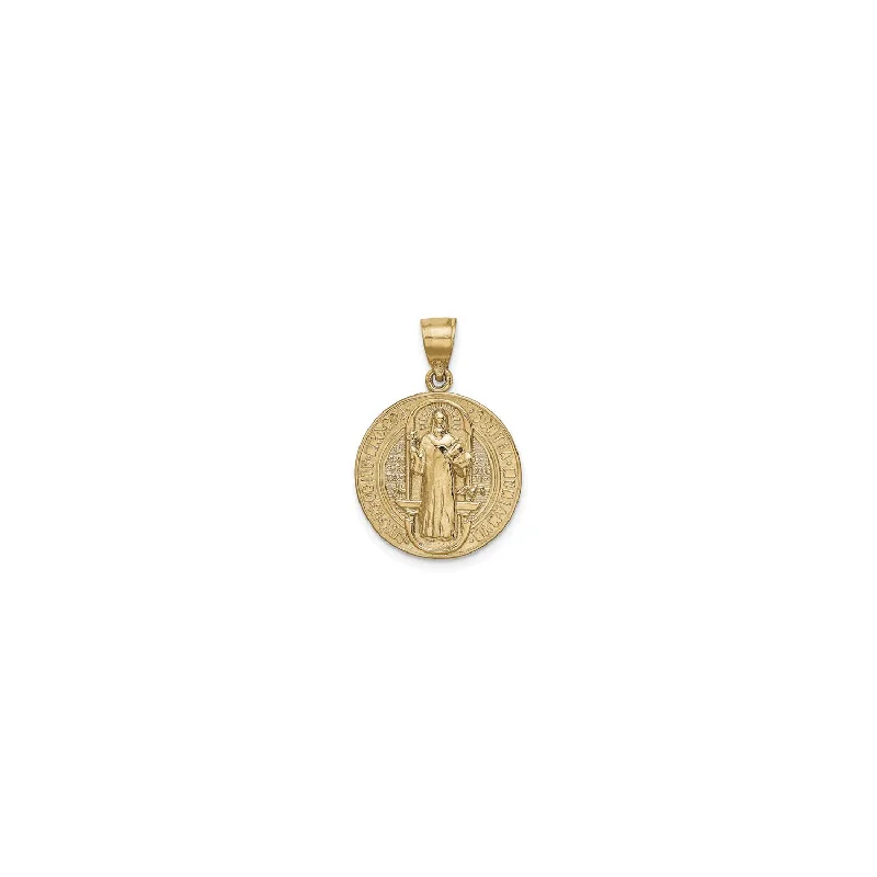 Retro - Inspired Art Deco - Patterned Pendant in Silver for Vintage LoversSt. Benedict Textured Reversible Medal (14K)