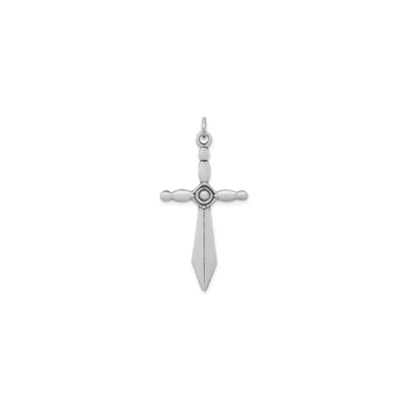 Magnetic - Closure Pendant Necklace with a Hidden Compartment for Secret KeepersSword Cross Pendant (Silver)