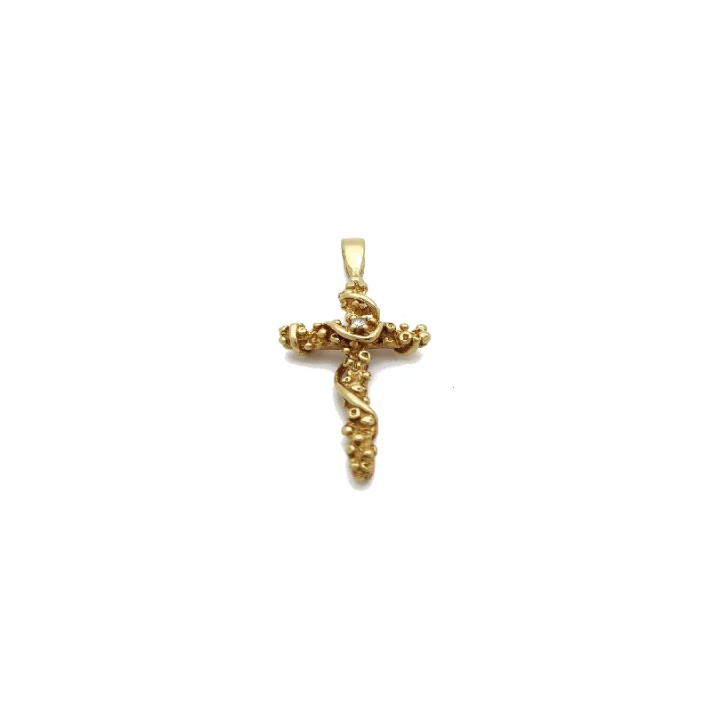 Rhinestone - Encrusted Crown Pendant for Little Girls' Dress - UpTwisted Rope Cross Pendant (14K)