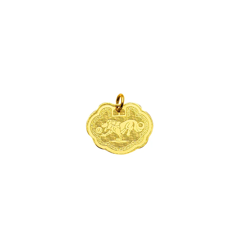 Magnetic - Closure Pendant Necklace with a Hidden Compartment for Secret KeepersYellow Gold Dog Pendant (24K)