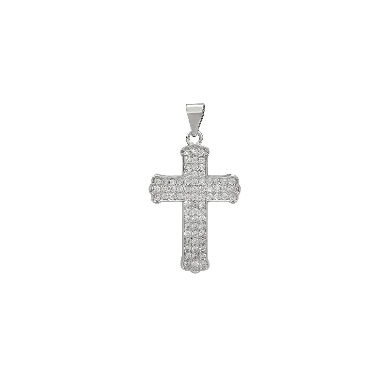 Hypoallergenic Stainless Steel Dog Tag Pendant Necklace for Active MenZirconia Pave Cross Pendant (Silver)