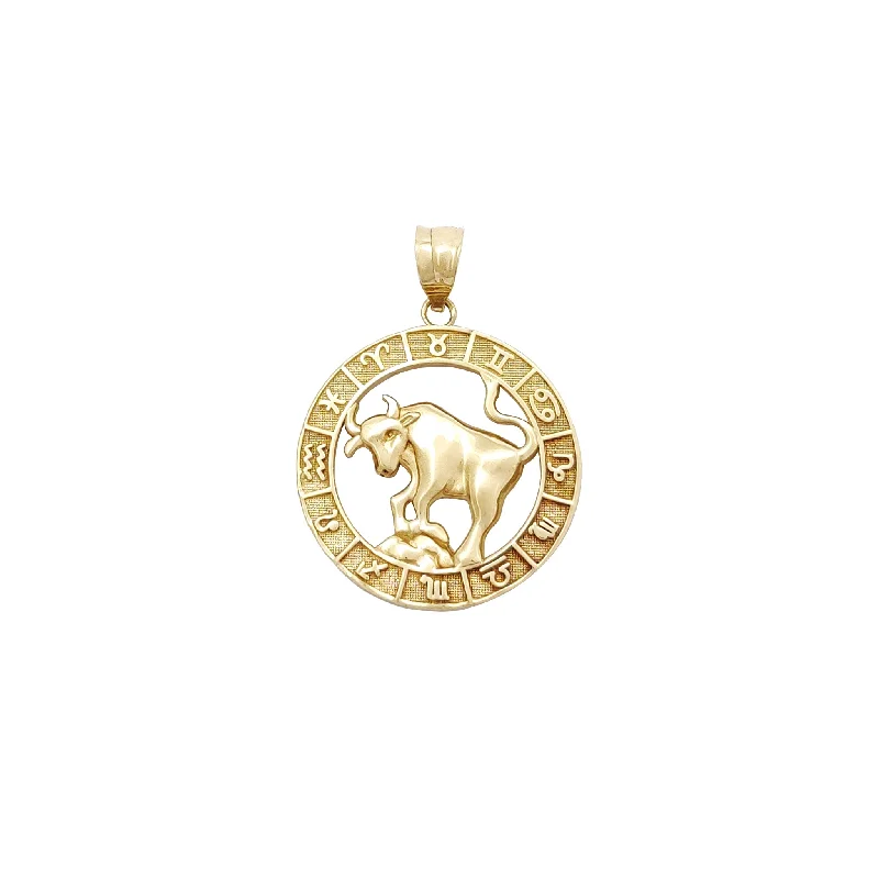 Retro - Inspired Art Deco - Patterned Pendant in Silver for Vintage LoversZodiac Calendar Frame Medal Pendant (14K)